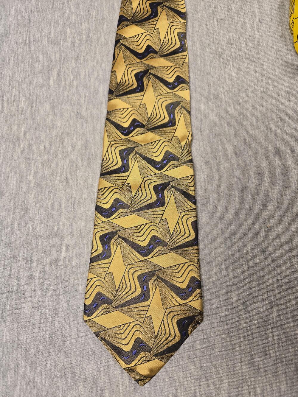 Villa Bugatti Tie Mens One Size Gold Geometric Jacquard Classic Necktie
